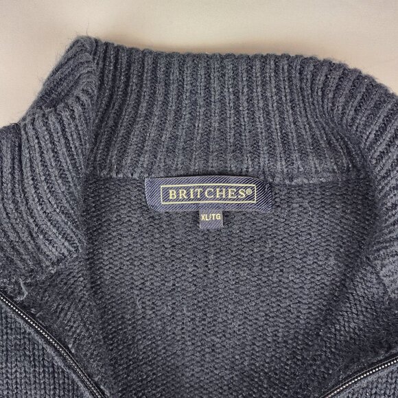 Britches XL Pullover Sweater Black 1/4 Zip Business Casual Dark Academia Warm - Picture 4 of 11
